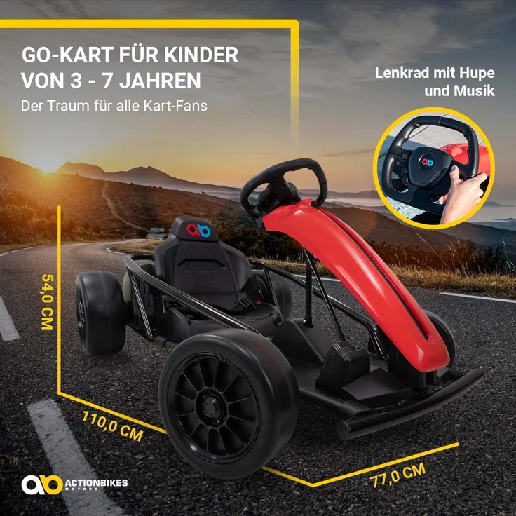 Drift-Kart SX1968 Drift-Scooter Go-Kart E-Kart Kinderfahrzeug mit Drift-Funktion (Rot) – Bild 4