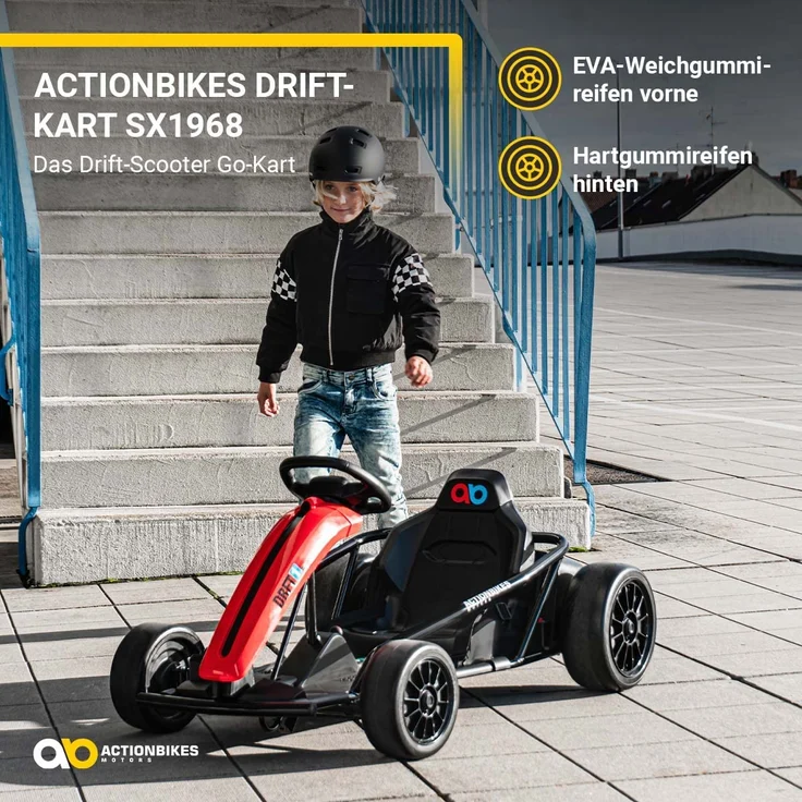 Drift-Kart SX1968 Drift-Scooter Go-Kart E-Kart Kinderfahrzeug mit Drift-Funktion (Rot) – Bild 6