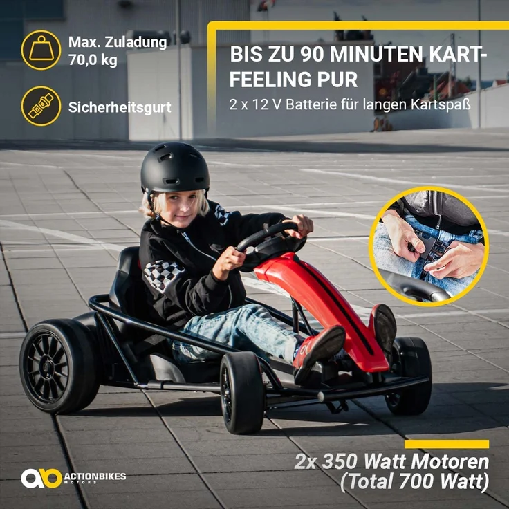 Drift-Kart SX1968 Drift-Scooter Go-Kart E-Kart Kinderfahrzeug mit Drift-Funktion (Rot) – Bild 5