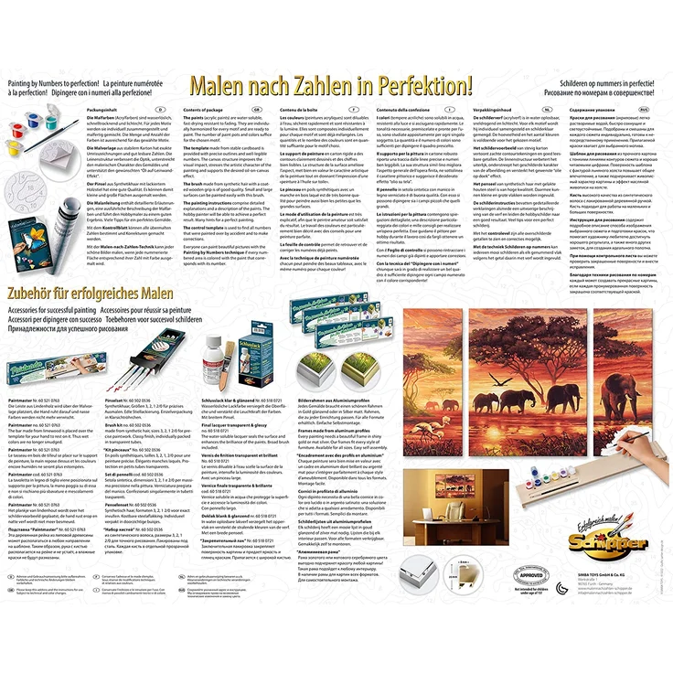 Schipper 609260455 Malen nach Zahlen, Elefantenkarawane - Bilder malen für Erwachsene, inklusive Pinsel und Acrylfarben, Triptychon, 50 x 80 cm – Bild 2