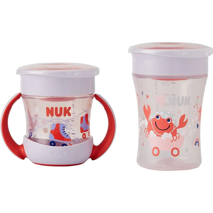 NUK Magic Cup & Mini Magic Cup Trinklernbecher, Duo-Set | auslaufsicherer 360°-Trinkrand | ab 6 Monaten | auslaufsicher und BPA-frei | 160 ml & 230 ml | rot – Bild 1