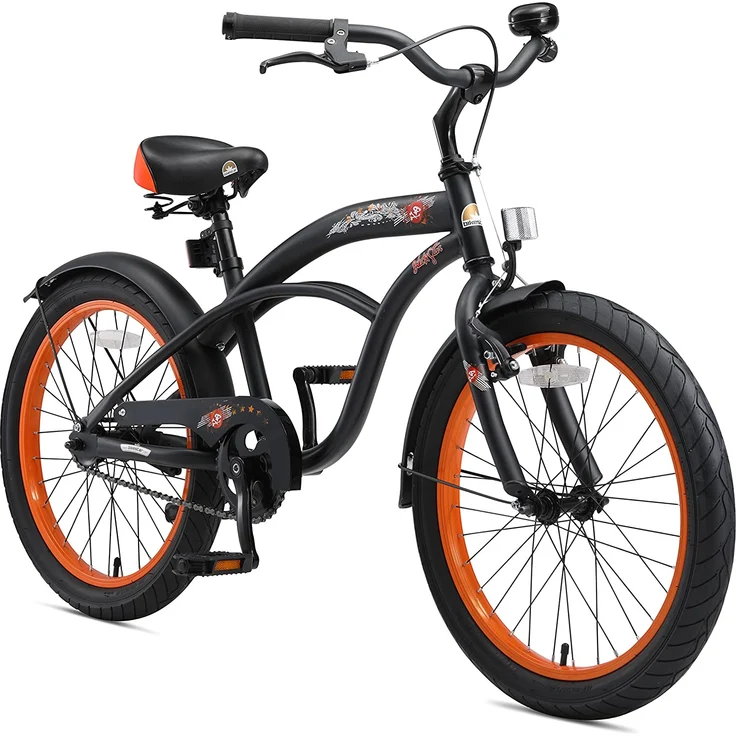 Bikestar Jugendfahrrad, 1 Gang, 20 Zoll, schwarz/orange – Bild 1