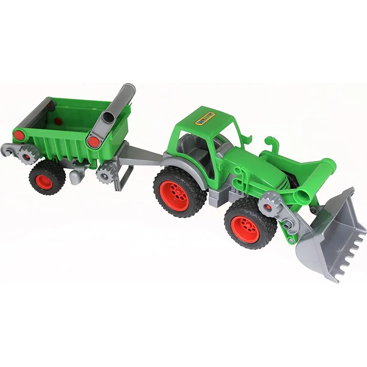 Wader Farmer Technic Traktor mit Frontschaufel + Kippanhänger