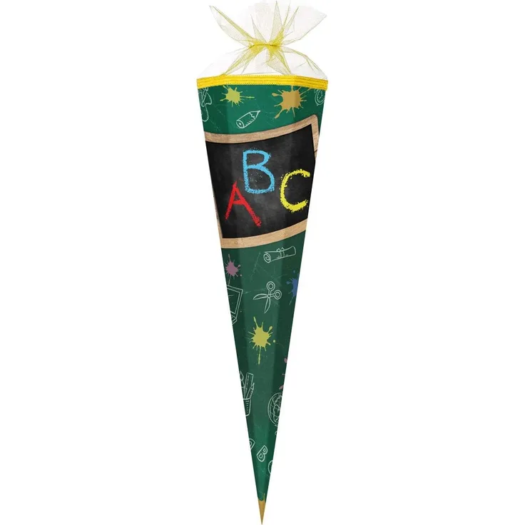 Nestler Schultüte 85cm Eckig Schulanfang Tafel Zuckertüte Einschulung Tüll-Verschluss