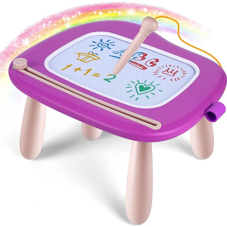 Smasiagon Spielzeug ab 1 Jahr Mädchen, Große Magnetische Maltafel Zaubertafel mit Standbeinen, Bunt Löschbar Schreibtisch Geburtstags Weihnachts Geschenk für 1 2 3 Jahre Alt Kinder, Lila – Bild 1