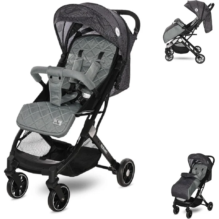 Lorelli Kinderwagen Fiorano faltbar, Ablagekorb, Frontbügel abnehmbar, Bremse grau hellgrau – Bild 2
