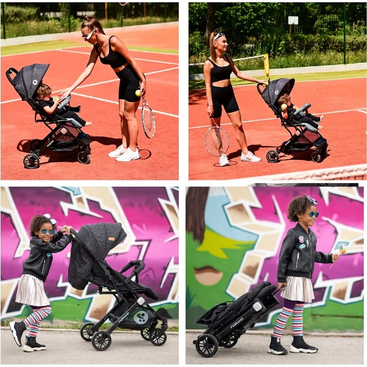 Lorelli Kinderwagen Fiorano faltbar, Ablagekorb, Frontbügel abnehmbar, Bremse grau hellgrau – Bild 8