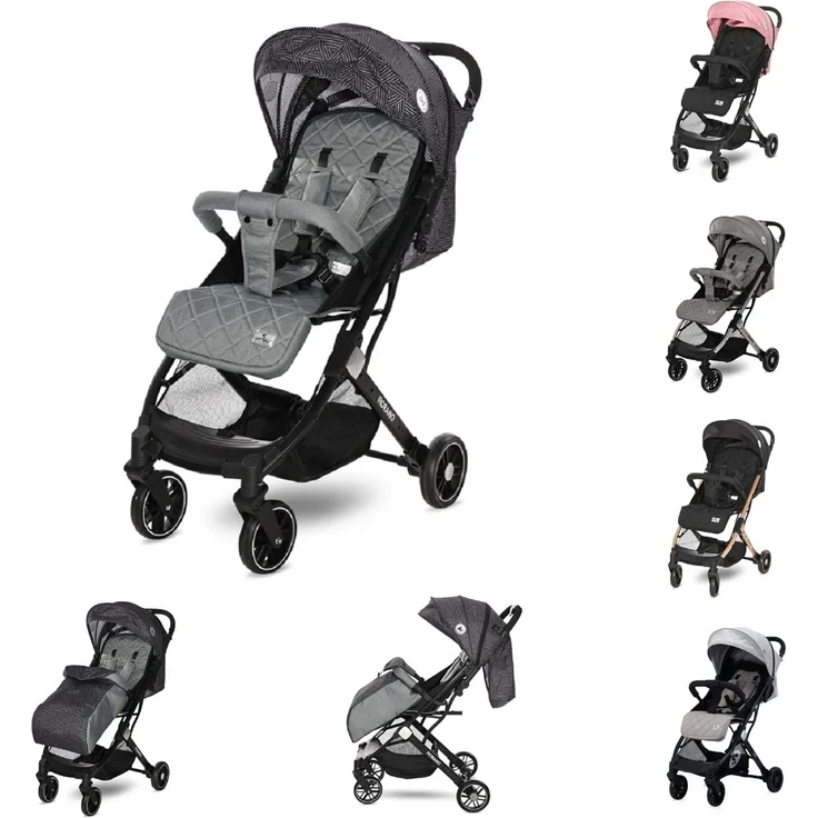 Lorelli Kinderwagen Fiorano faltbar, Ablagekorb, Frontbügel abnehmbar, Bremse grau hellgrau – Bild 1