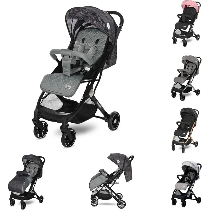 Lorelli Kinderwagen Fiorano faltbar, Ablagekorb, Frontbügel abnehmbar, Bremse grau hellgrau