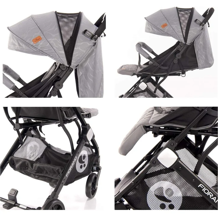 Lorelli Kinderwagen Fiorano faltbar, Ablagekorb, Frontbügel abnehmbar, Bremse grau hellgrau – Bild 5