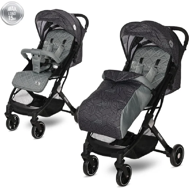 Lorelli Kinderwagen Fiorano faltbar, Ablagekorb, Frontbügel abnehmbar, Bremse grau hellgrau – Bild 3