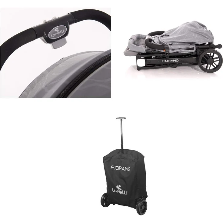 Lorelli Kinderwagen Fiorano faltbar, Ablagekorb, Frontbügel abnehmbar, Bremse grau hellgrau – Bild 7