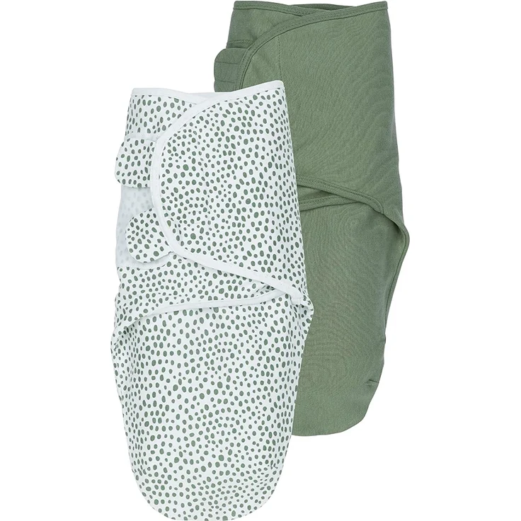 Meyco Baby Cheetah/Uni Pucksack 2er Pack, Erstausstattung Neugeborene (Pucktuch für Babys ab 0-3 Monaten, weicher Schlafkomfort, atmungsaktiv und feuchtigkeitsabsorbierend, Einschlafhilfe), Waldgrün – Bild 1