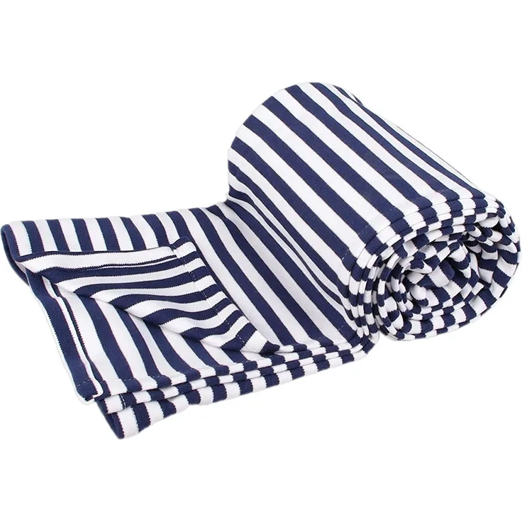 Kinderwagendecken für den Sommer, Babydecke, Kuscheldecke, Erstlingsdecke, Sommerdecke (Navy Streifen, 160 x 200 cm)