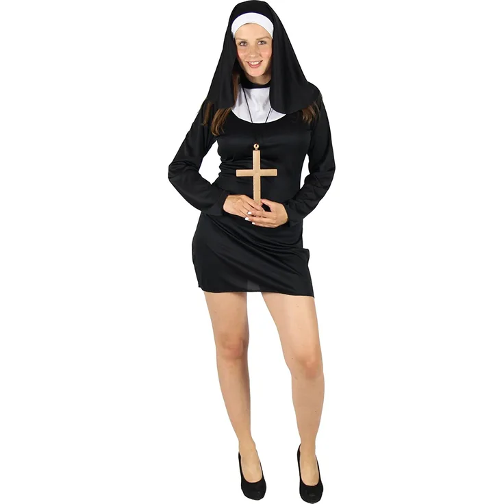Sexy Nonnen Kostüm für Damen - Größe S bis XXL - zu Motto Party Fasching und Karneval Größe M