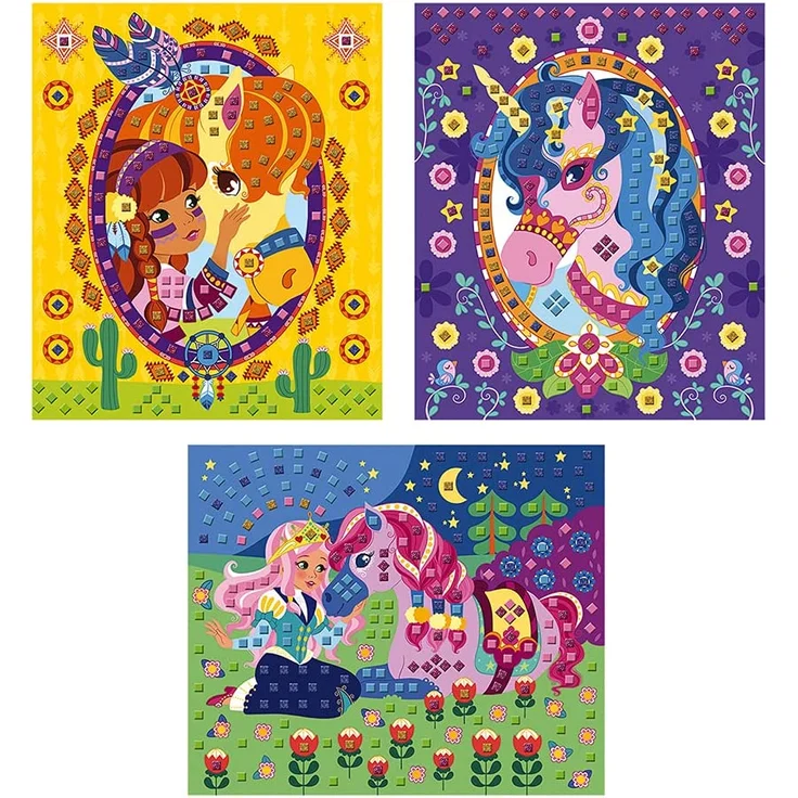 Janod - Schaummosaikbox für Ponys und Einhörner - Les Ateliers du Calme - Kreatives Freizeitkit für Kinder - Feinmotorik und Konzentrationslernen - Ab 5 Jahren, J07957 – Bild 2