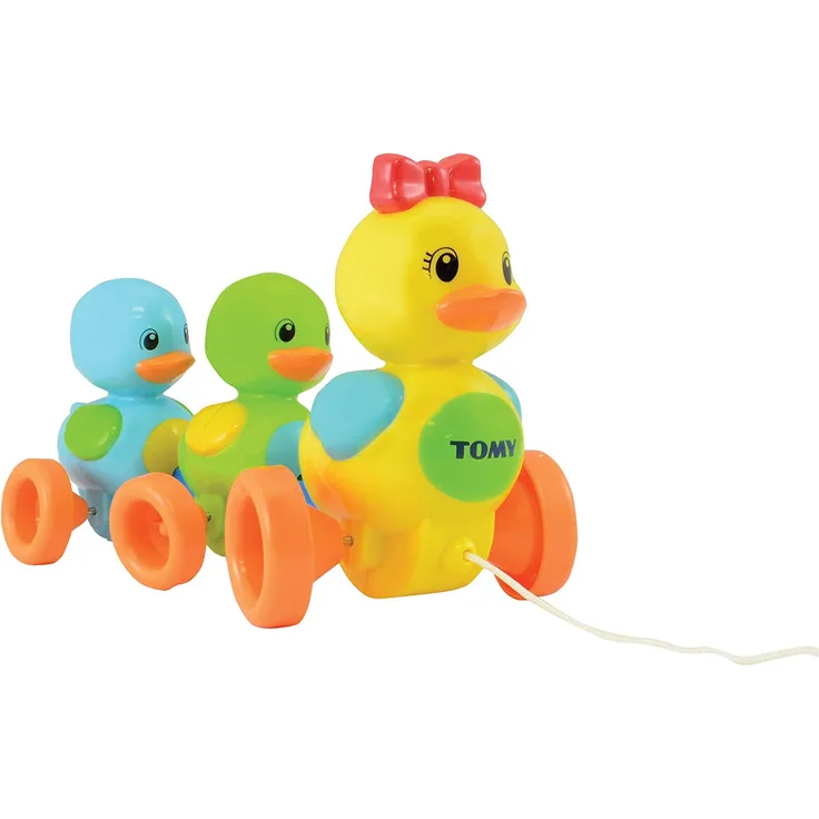 TOMY Babyspielzeug "Entenfamilie" mit Soundeffekt – Hochwertiges Nachziehspielzeug mit farbenfrohem Design zum Krabbeln und Laufenlernen, motiviert zur Bewegung, Ab 10 Monaten für Mädchen und Jungen