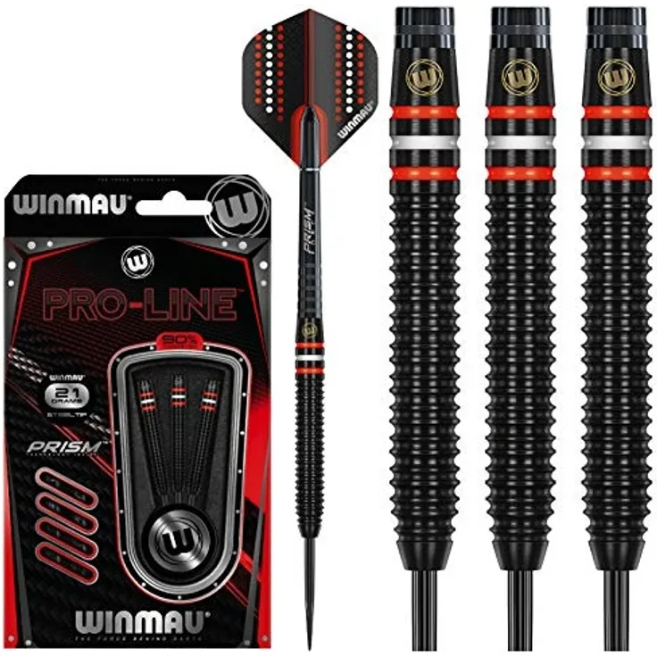 WINMAU Pro-Line 26g Profi Wolfram Steeltip Dartpfeile Set mit Flights und Schäfte