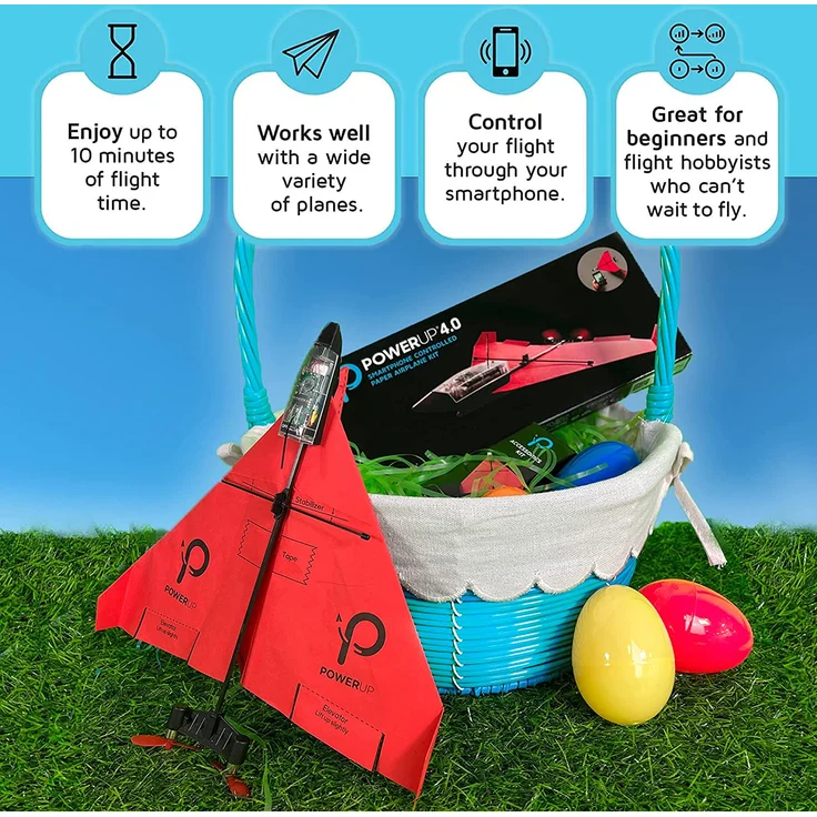POWERUP 4. 0. Smartphone gesteuertes Papierflugzeug Set der nächsten Generation. Einfache Handhabung durch Autopilot Funktion und integriertes Gyroskop. Für alle Hobbyflieger und begeisterten Piloten. – Bild 2