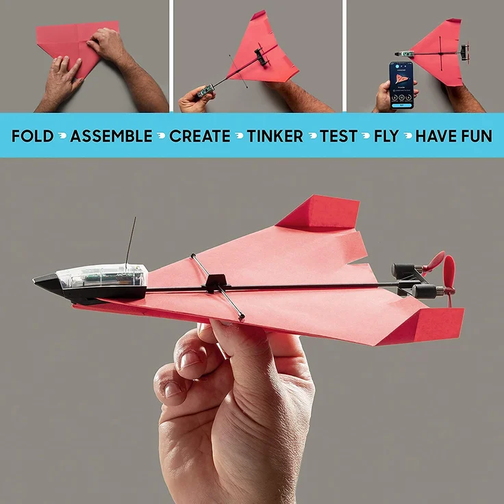 POWERUP 4. 0. Smartphone gesteuertes Papierflugzeug Set der nächsten Generation. Einfache Handhabung durch Autopilot Funktion und integriertes Gyroskop. Für alle Hobbyflieger und begeisterten Piloten. – Bild 5
