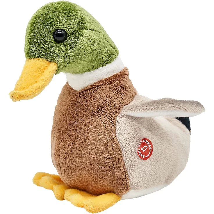 Uni-Toys - Ente mit Stimme - 16 cm (Länge) - Vogel - Plüschtier, Kuscheltier, V-00385, Mehrfarbig – Bild 1