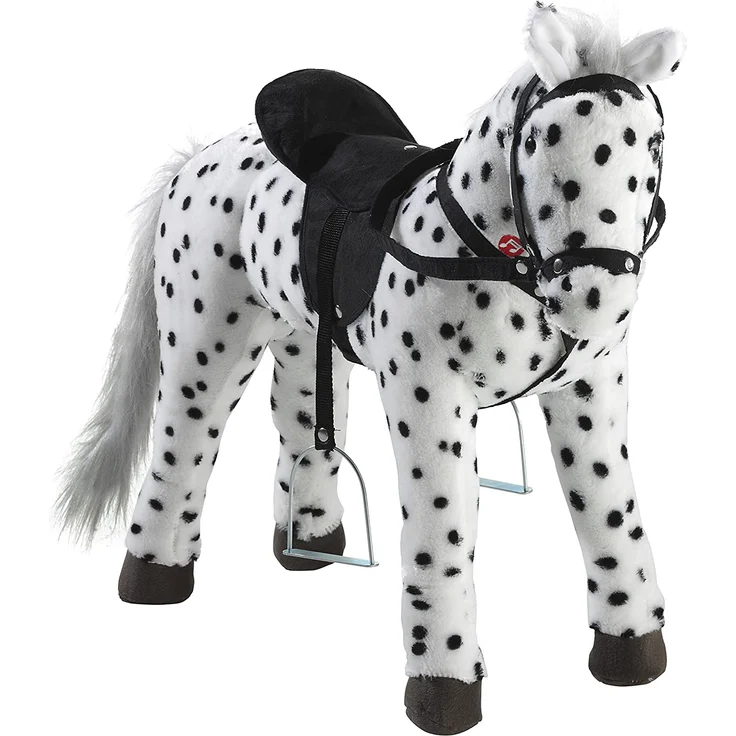 Heunec 723771 - schwarz-weiß gepunktetes Pferd stehend mit Sound 100 KG Tragkraft – Bild 1