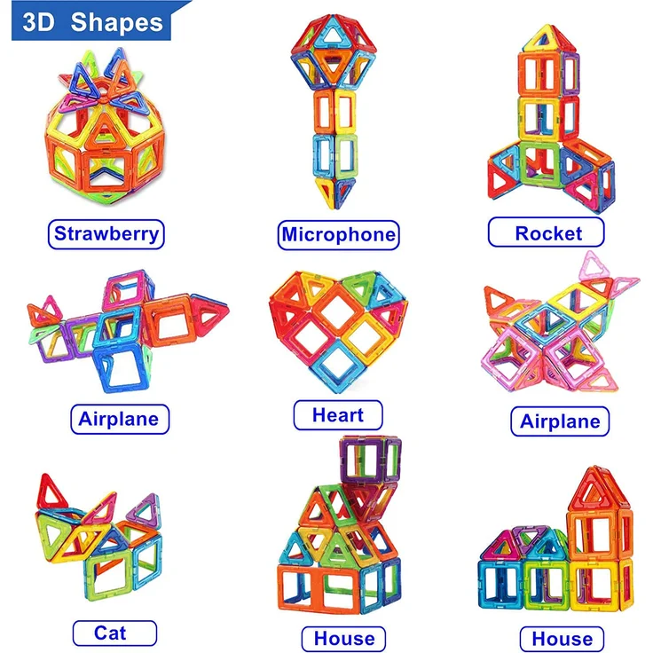 CONDIS Magnetische Bausteine 62 Teile, Magnetspielzeug Magneten Fuer Kinder Magnetbausteine Set Magnet Spielzeug Magnetspiele für Kinder Geschenk ab 3 4 5 6 7 8 Jahre Junge Mädchen Bauklötze Bausatz – Bild 3