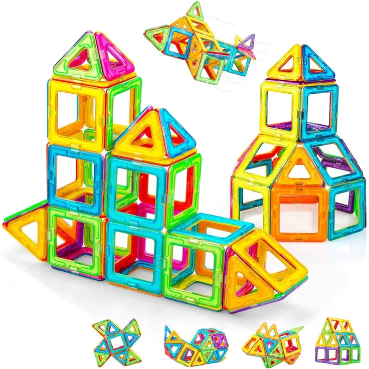 CONDIS Magnetische Bausteine 62 Teile, Magnetspielzeug Magneten Fuer Kinder Magnetbausteine Set Magnet Spielzeug Magnetspiele für Kinder Geschenk ab 3 4 5 6 7 8 Jahre Junge Mädchen Bauklötze Bausatz