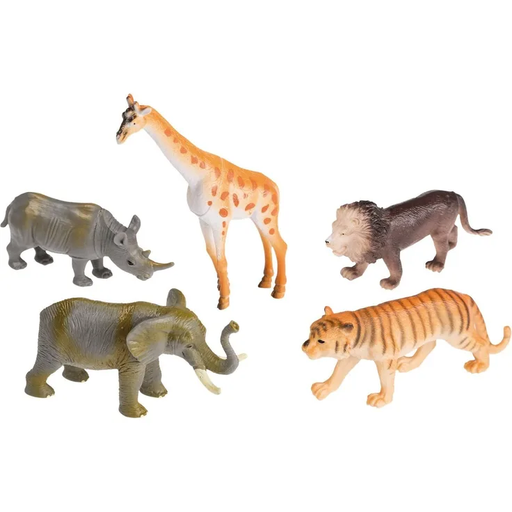 Idena 0409 - 5 Zootiere im Beutel 10 cm - 5 Stück aus Kunststoff NEU