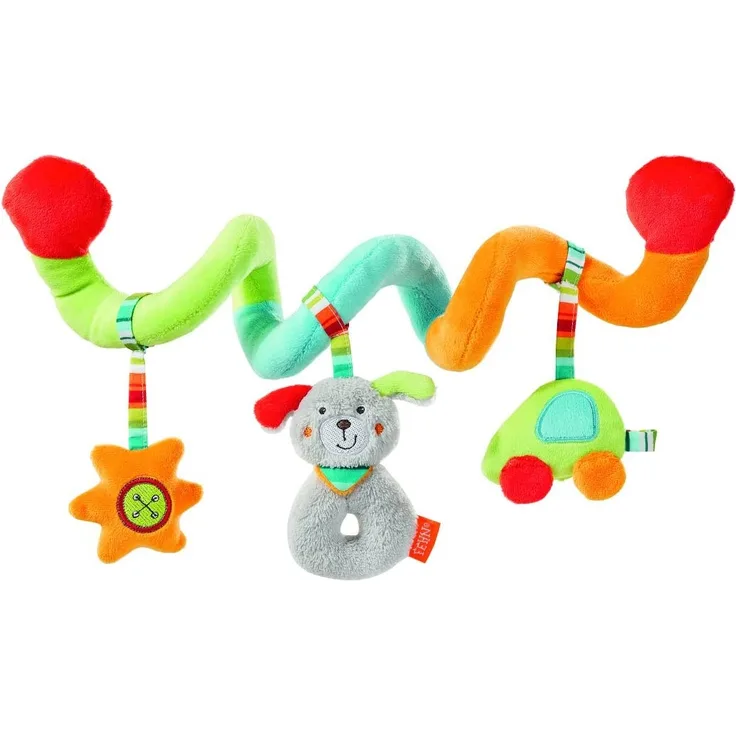 Fehn 086386 Activity-Spirale Holiday / Stoff-Spirale zum Greifen und Fühlen für Bett, Kinderwagen, Laufgitter anpassbar / Für Babys und Kleinkinder ab 0+ Monaten / Maße: 30 cm lang