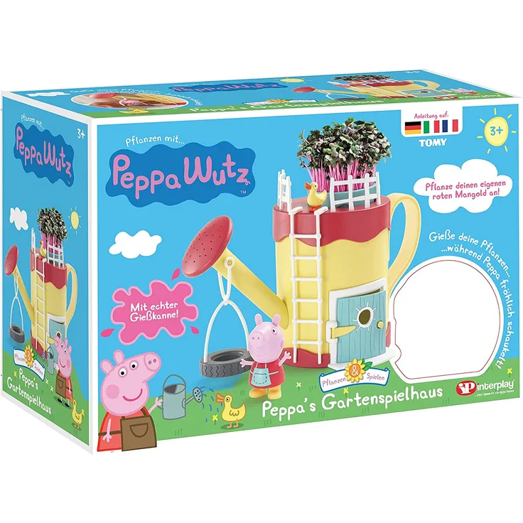Toomies Tomy Peppa Wutz Garten Spielzeugset Gießkanne. Peppa Wutz Garten für Kinder zum selber Pflanzen. Set inkl. Grassamen, Kreativset für Jungen und Mädchen ab 4 Jahren, Spielzeug für Kleinkinder