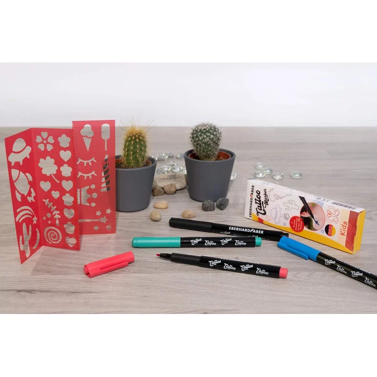 Eberhard Faber Marker Set Kids, Tattoo Stifte für Kinder, inklusive Schablonen, 4er Etui - Preisvergleich – Bild 3