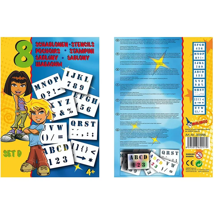 Malinos 300998 Buchstaben-/Zahlen-/Zeichenschablone Kinder Weiß 8 Stück(e)
