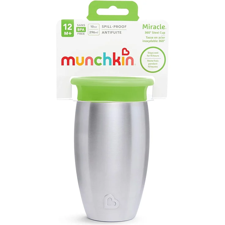 Munchkin Miracle 360° Edelstahl-Trinkbecher, auslaufsicher, ab 12 Monaten, grün, 296 ml – Bild 6