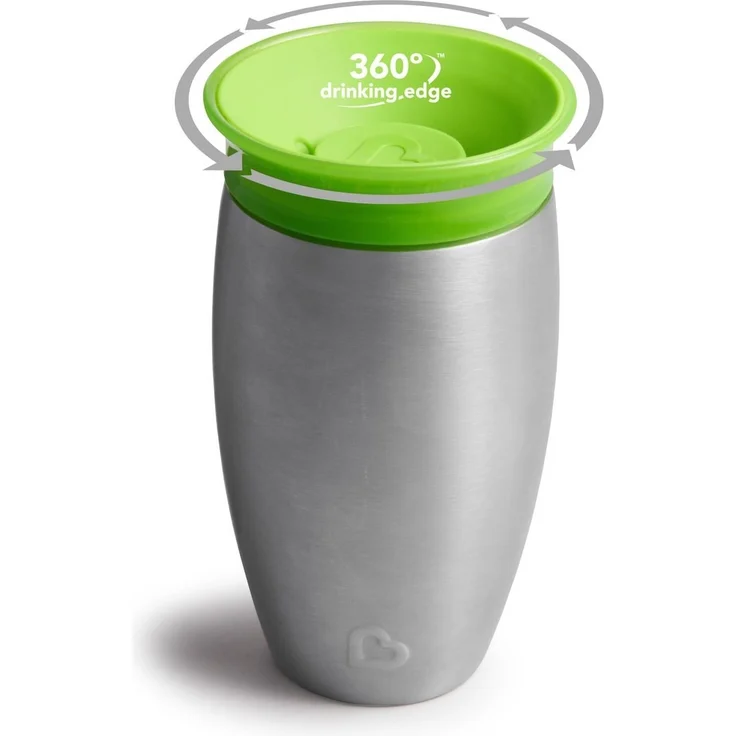 Munchkin Miracle 360° Edelstahl-Trinkbecher, auslaufsicher, ab 12 Monaten, grün, 296 ml – Bild 3