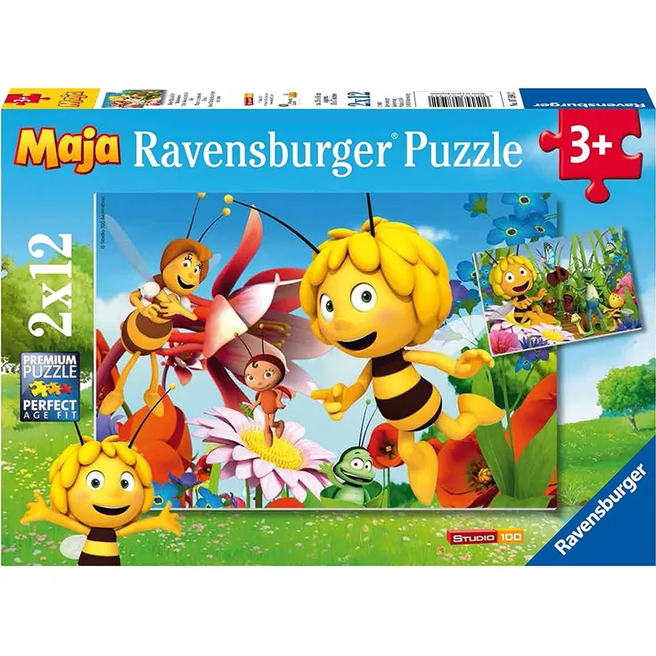 Ravensburger Kinderpuzzle 07594 - Biene Maja auf der Blumenwiese - 2 x 12 Teile