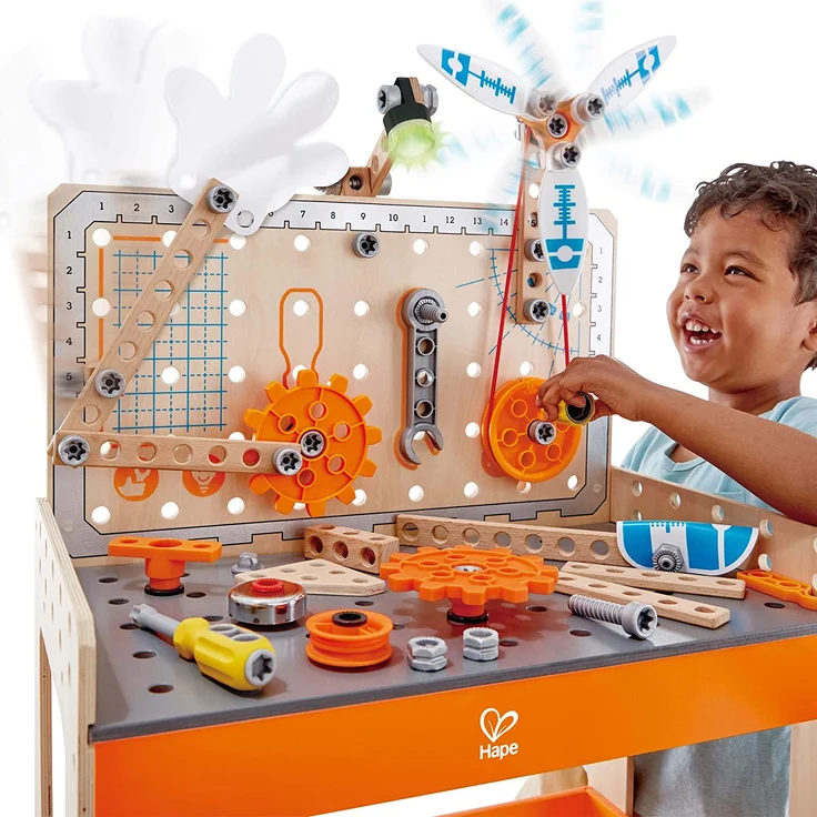 Hape E3027 - Tüftler Werkbank, MINT-Spielzeug, Experimentierset, Junior Inventor - Erfinden und Experimentieren – Bild 2
