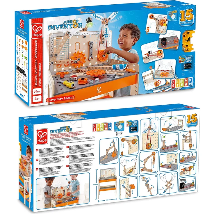 Hape E3027 - Tüftler Werkbank, MINT-Spielzeug, Experimentierset, Junior Inventor - Erfinden und Experimentieren – Bild 4