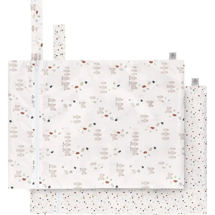 LÄSSIG Wiederverwendbare Nasstasche 2 Stück/Wet Bag Tiny Farmer Dots/Sheep – Bild 1