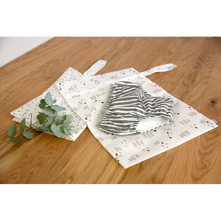 LÄSSIG Wiederverwendbare Nasstasche 2 Stück/Wet Bag Tiny Farmer Dots/Sheep – Bild 6