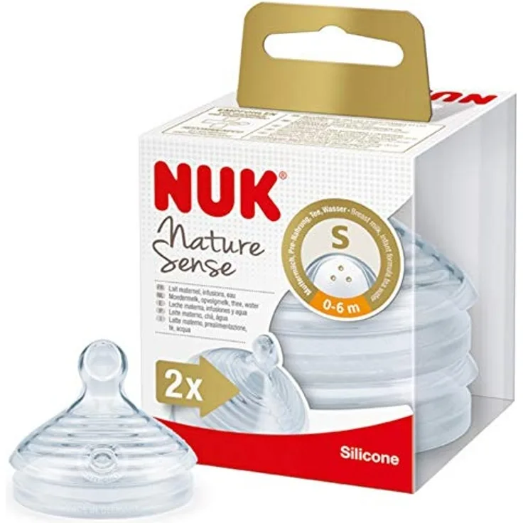 NUK Nature Sense Trinksauger, brustähnlicher Silikon-Sauger, BPA-frei, 2 Stück