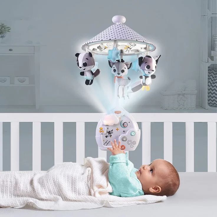 Tiny Love Magical Night 3-in-1 Projektor Mobile, Baby Projektor Mobile, Musikalisches Mobile für das Bett mit beruhigendem Nachtlicht, 9 Melodien, 0 M +, Magical Tales – Bild 4