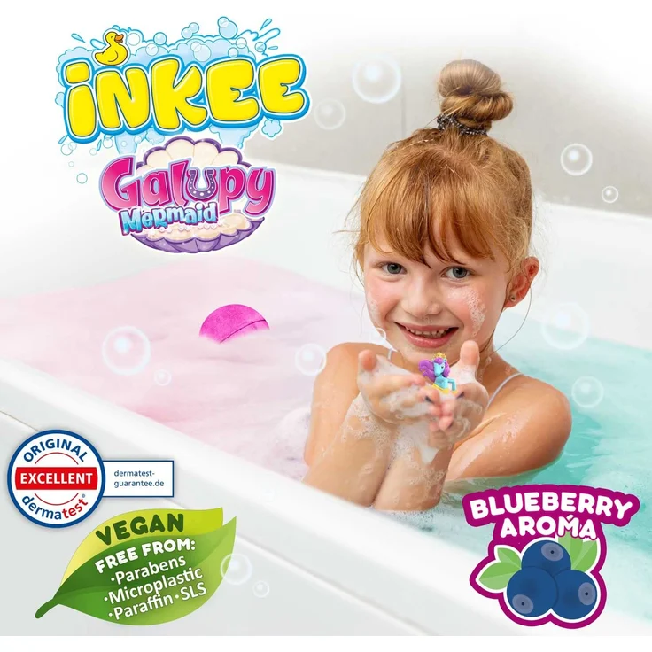 CRAZE INKEE GALUPY MERMAID Meerjungfrau Badekugel mit Überraschung Badebombe mit Meerjungfrau Badebomen Kinder - Badezusatz mit Blaubeerenaroma 39854 – Bild 6