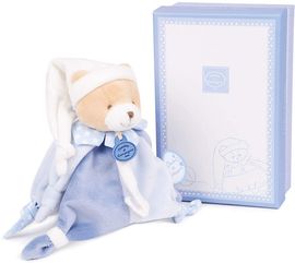 DOUDOU 22714 Kleiner Bär mit Schnullerhalter 17cm