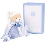 DOUDOU 22714 Kleiner Bär mit Schnullerhalter 17cm