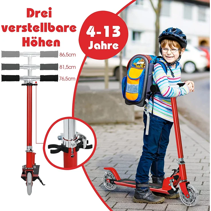COSTWAY Scooter höhenverstellbar Kinder Roller klappbar Cityroller für Kinder ab 4 Jahre – Bild 2