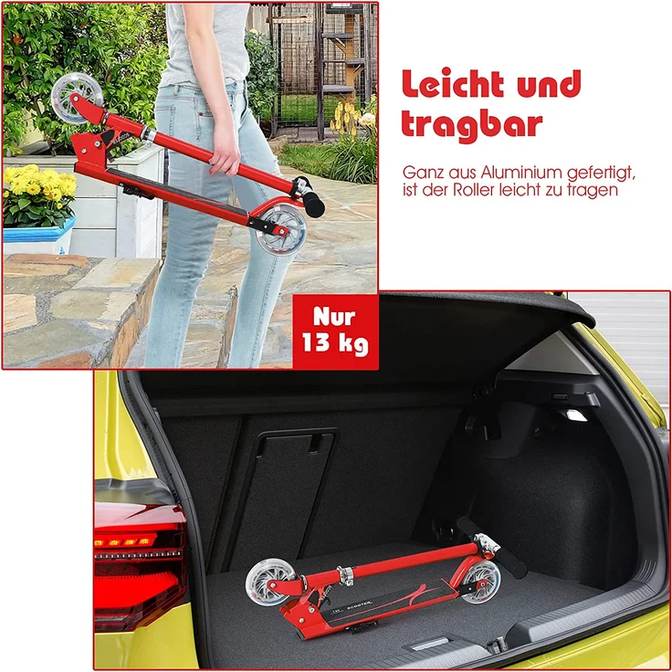 COSTWAY Scooter höhenverstellbar Kinder Roller klappbar Cityroller für Kinder ab 4 Jahre – Bild 7