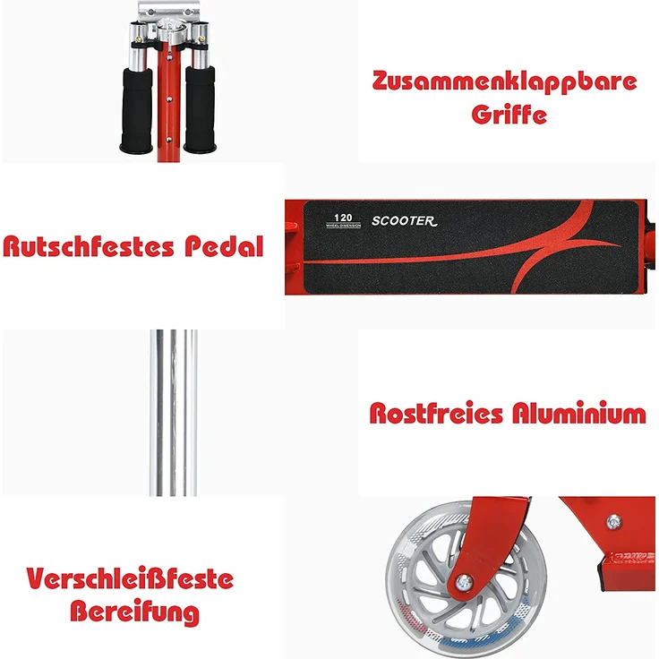 COSTWAY Scooter höhenverstellbar Kinder Roller klappbar Cityroller für Kinder ab 4 Jahre – Bild 5