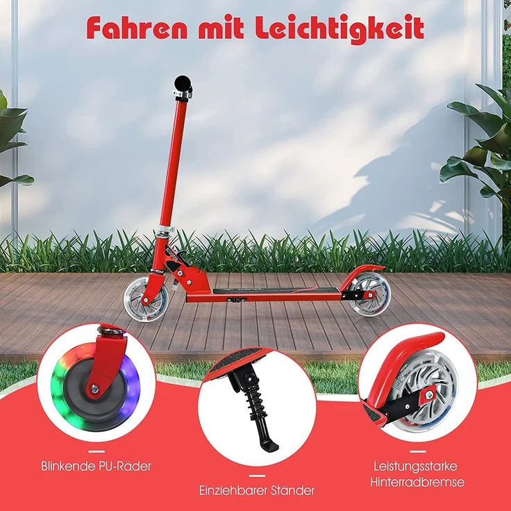 COSTWAY Scooter höhenverstellbar Kinder Roller klappbar Cityroller für Kinder ab 4 Jahre – Bild 3