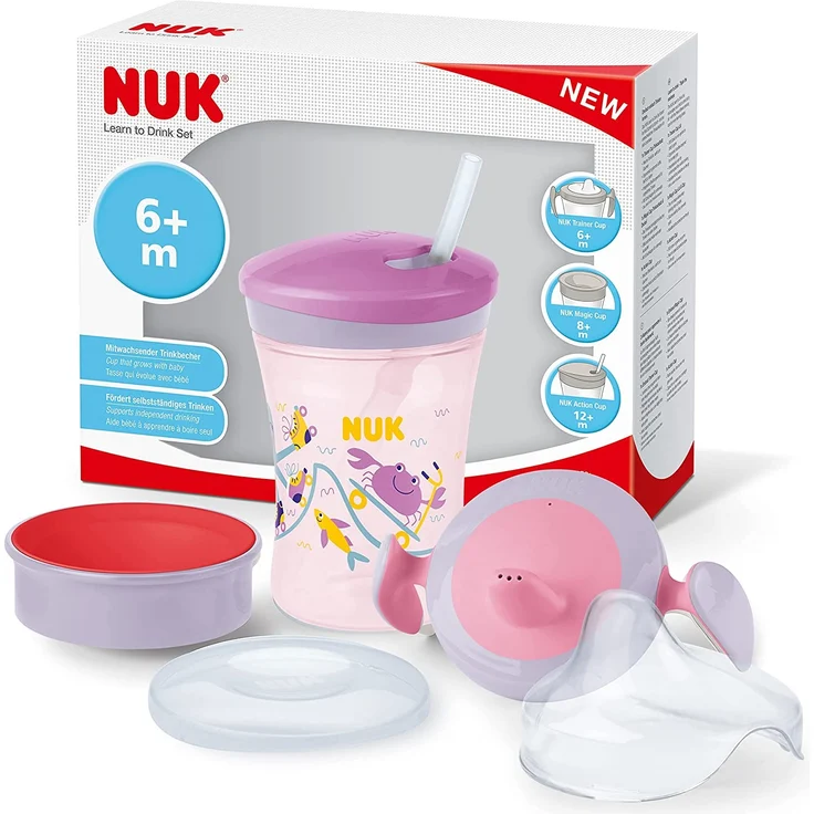 NUK Evolution Cup All-in-1 Trinklernset ab 6 Monaten Fisch – Bild 1